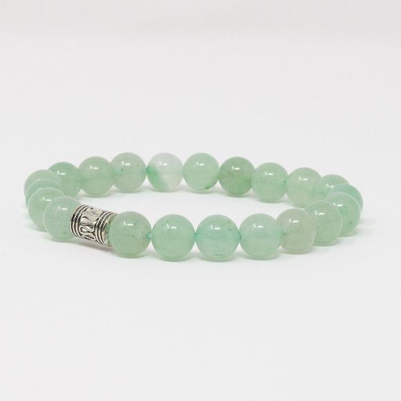 Natural Green Aventurine Gemstone Charm Bracelet Green Crystal Bead Stretch NEW - Picture 3 of 4